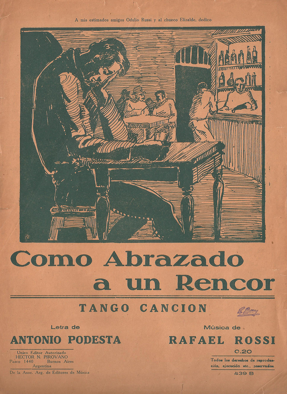 Partitura tango como abrazado a un rencor